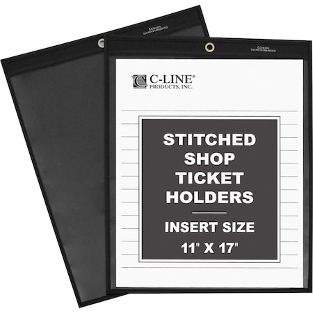 C-Line Products Ticket Holders, Heavy-duty Vinyl, 11"x17", 25/BX, BK/CL 5PK CLI45117
